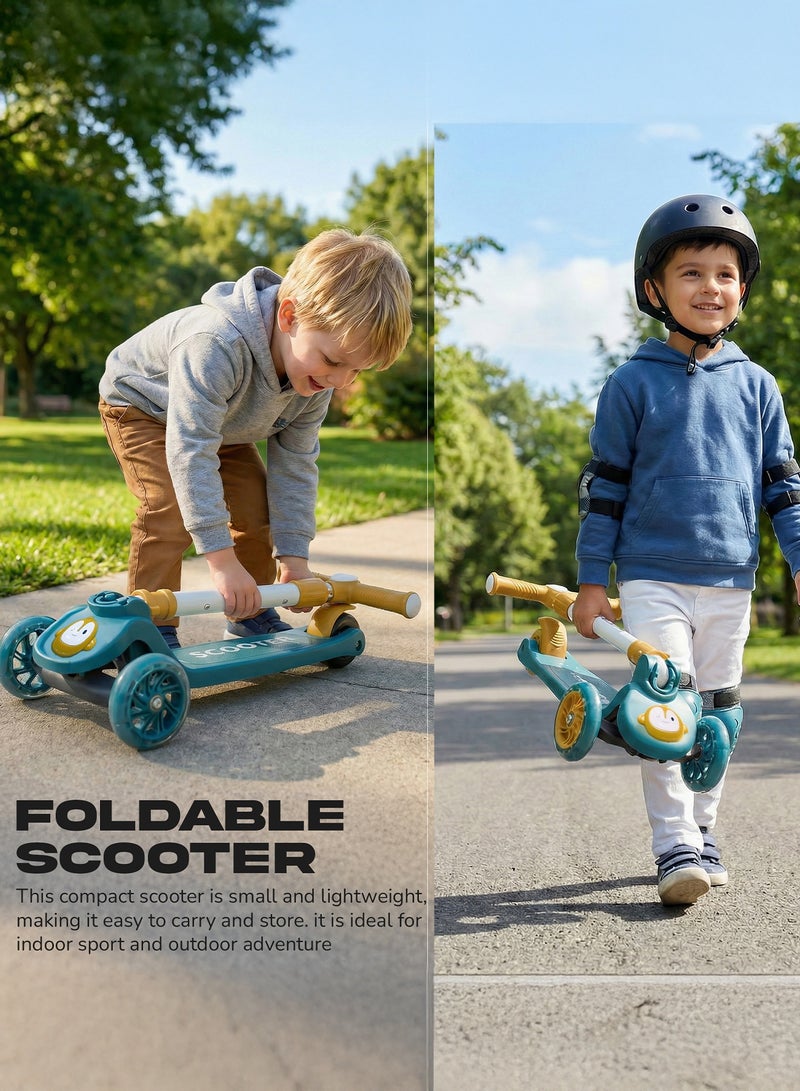 بيبي سكوتر بنغوين للأطفال | سكوتر بثلاث عجلات للأطفال بثلاثة ارتفاعات قابلة للتعديل، مزود بإضاءة LED وموسيقى | سكوترات تزلج تتحمل وزنًا يصل إلى 50 كجم | سكوترات جري للأطفال من عمر سنتين إلى 10 سنوات، لون أخضر - Image 3